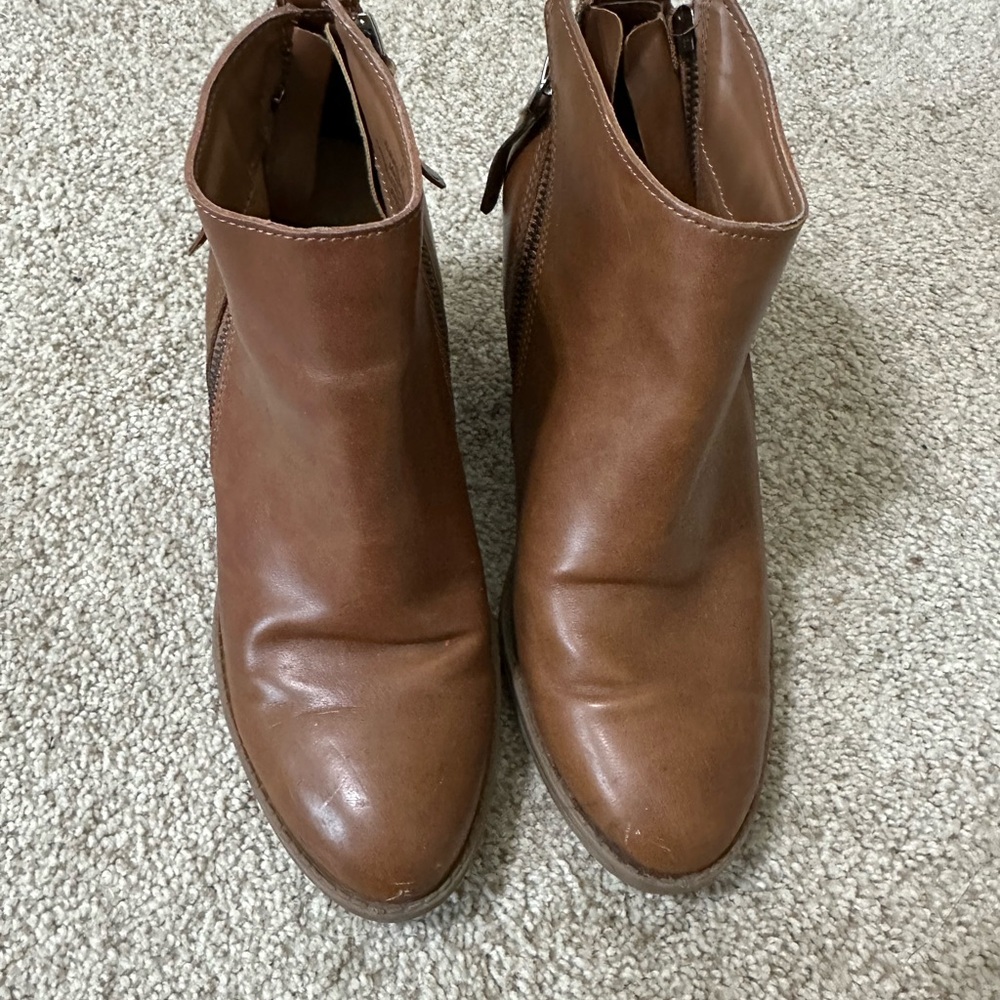 Dolce Vita Brown Ankle Boots with Zipper and Block Heel